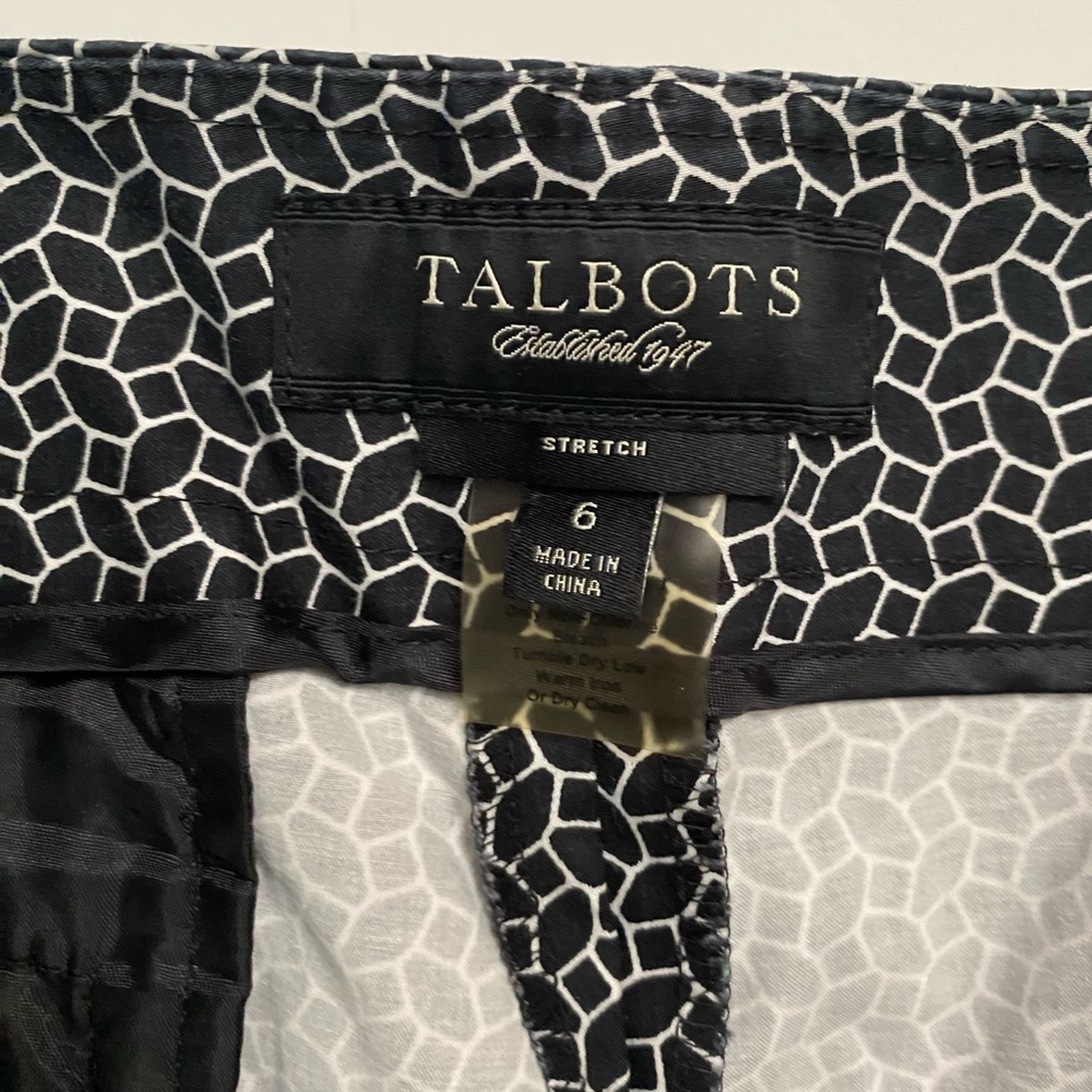 Talbots Black Geometric Pattern Pants (Stretch), … - image 7